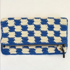 Clare V fold over clutch crocheted cotton checkered